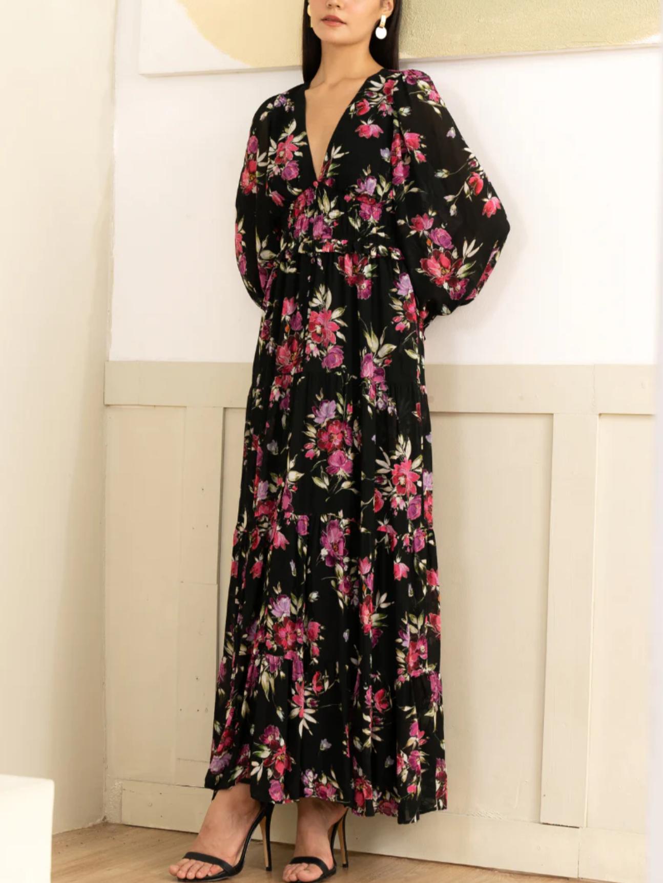 chinese dress ladies Judith Balloon Sleeve Maxi Dress