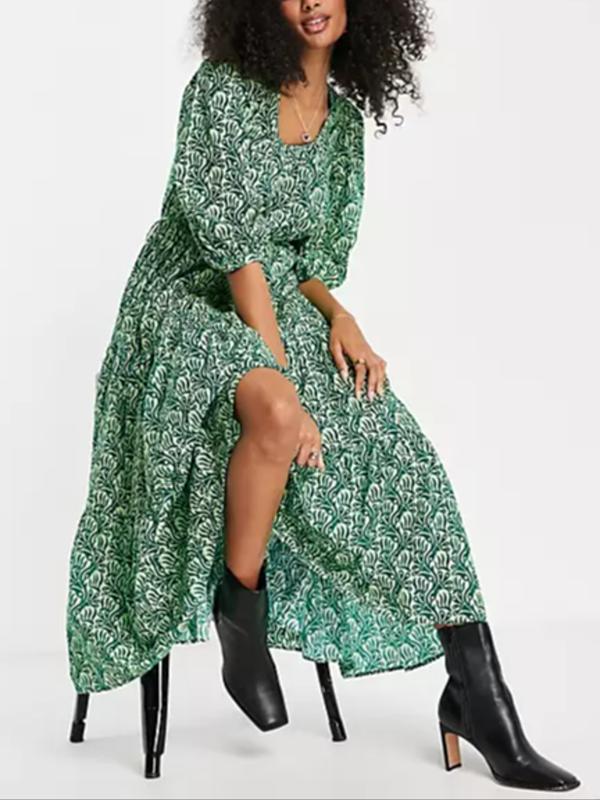 chinese dress ladies Phoebe Green Floral Embellished Maxi Dress – Frock and Frill