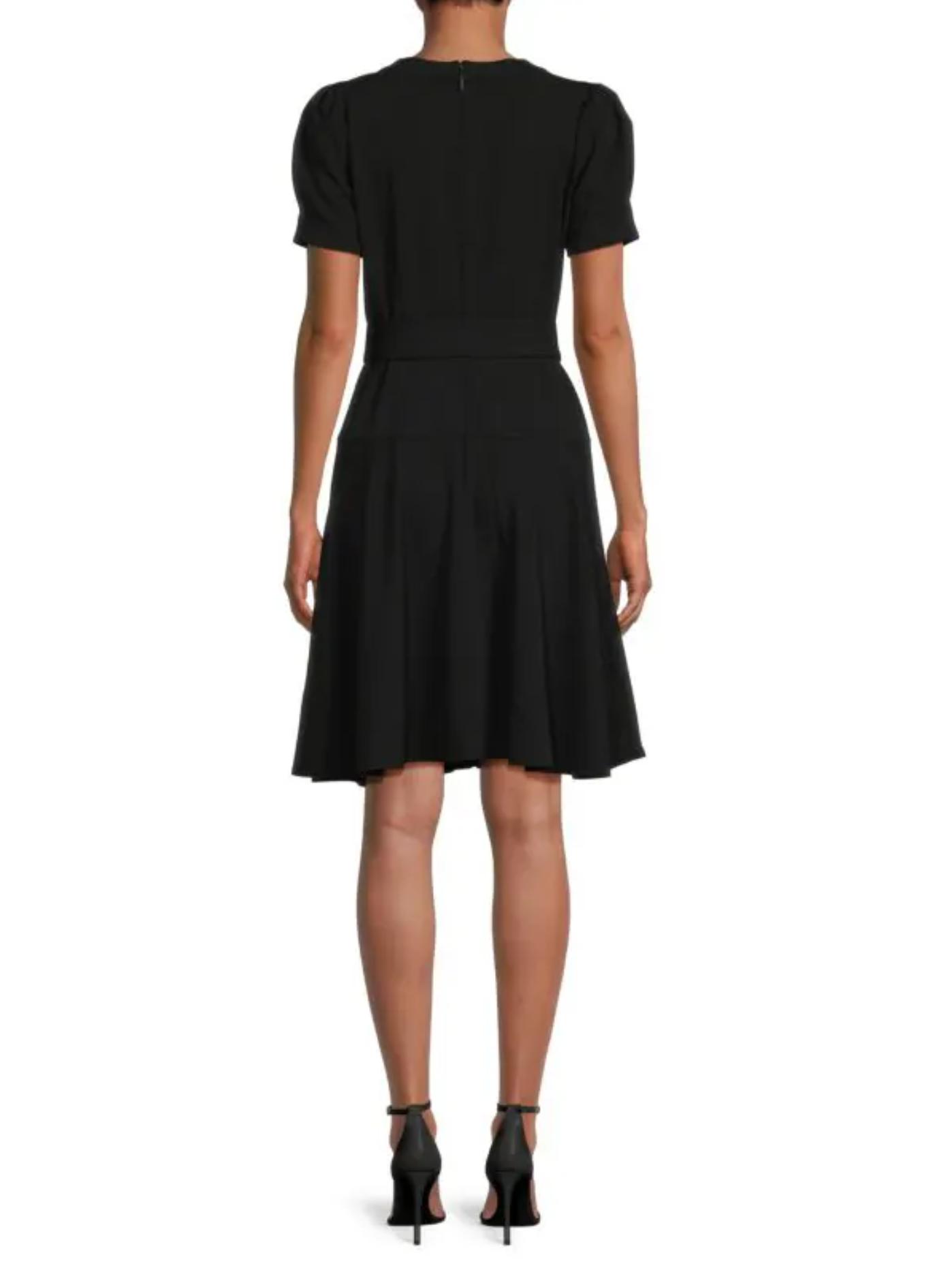knee length dresses for ladies Karl Lagerfeld Paris Ruched Sleeve Sheath Dress - Black