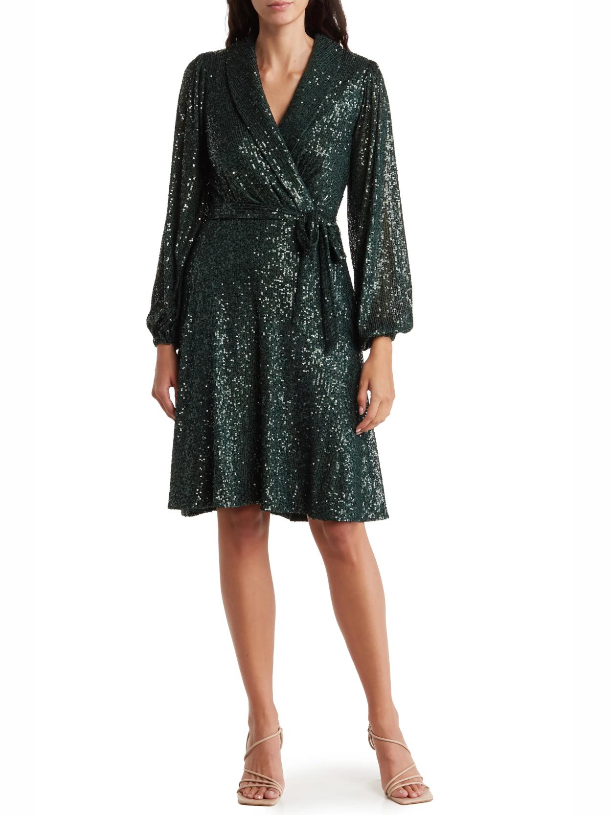 dkny green sequin dress Forest Green Sequin Halterneck Mini Dress main image 0