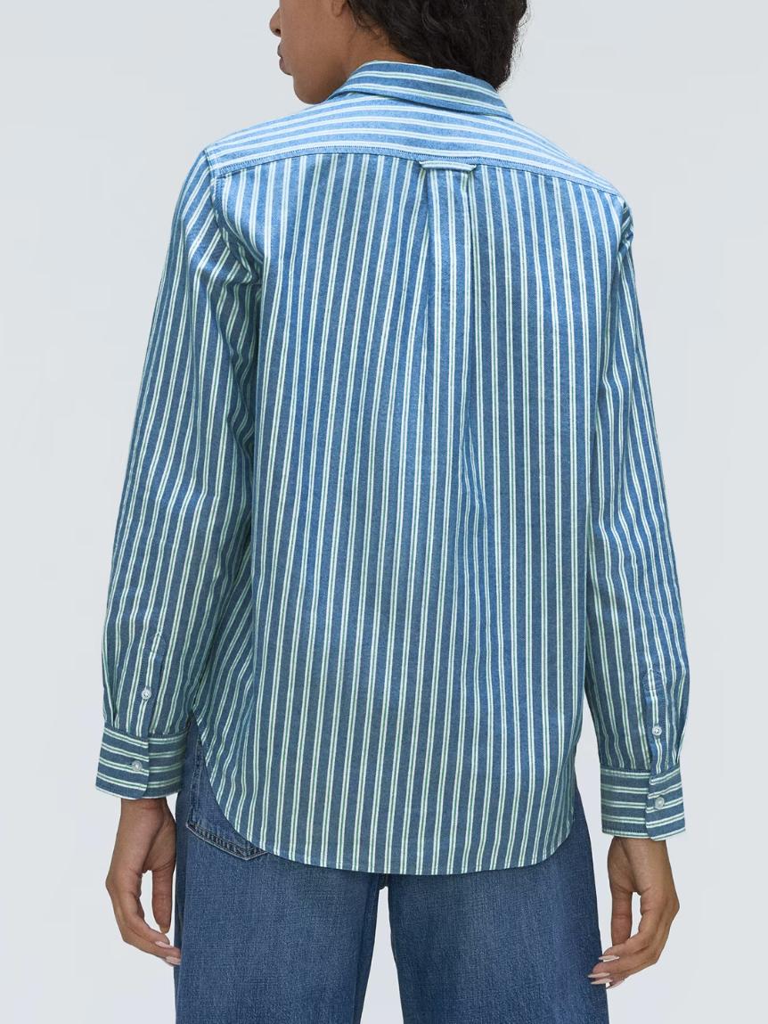 blue white shirt dress Cabo Stripe Print Shirt Dress