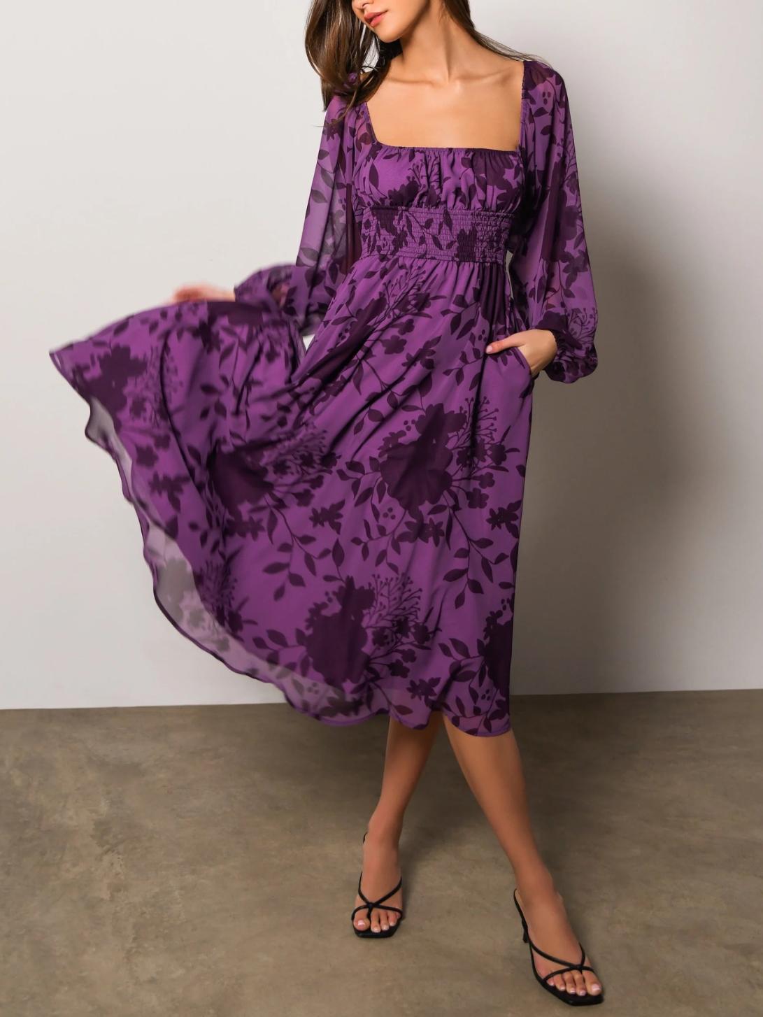 Armoire | Rent this Hutch Phoenix Balloon Sleeve Square Neck Midi Dress