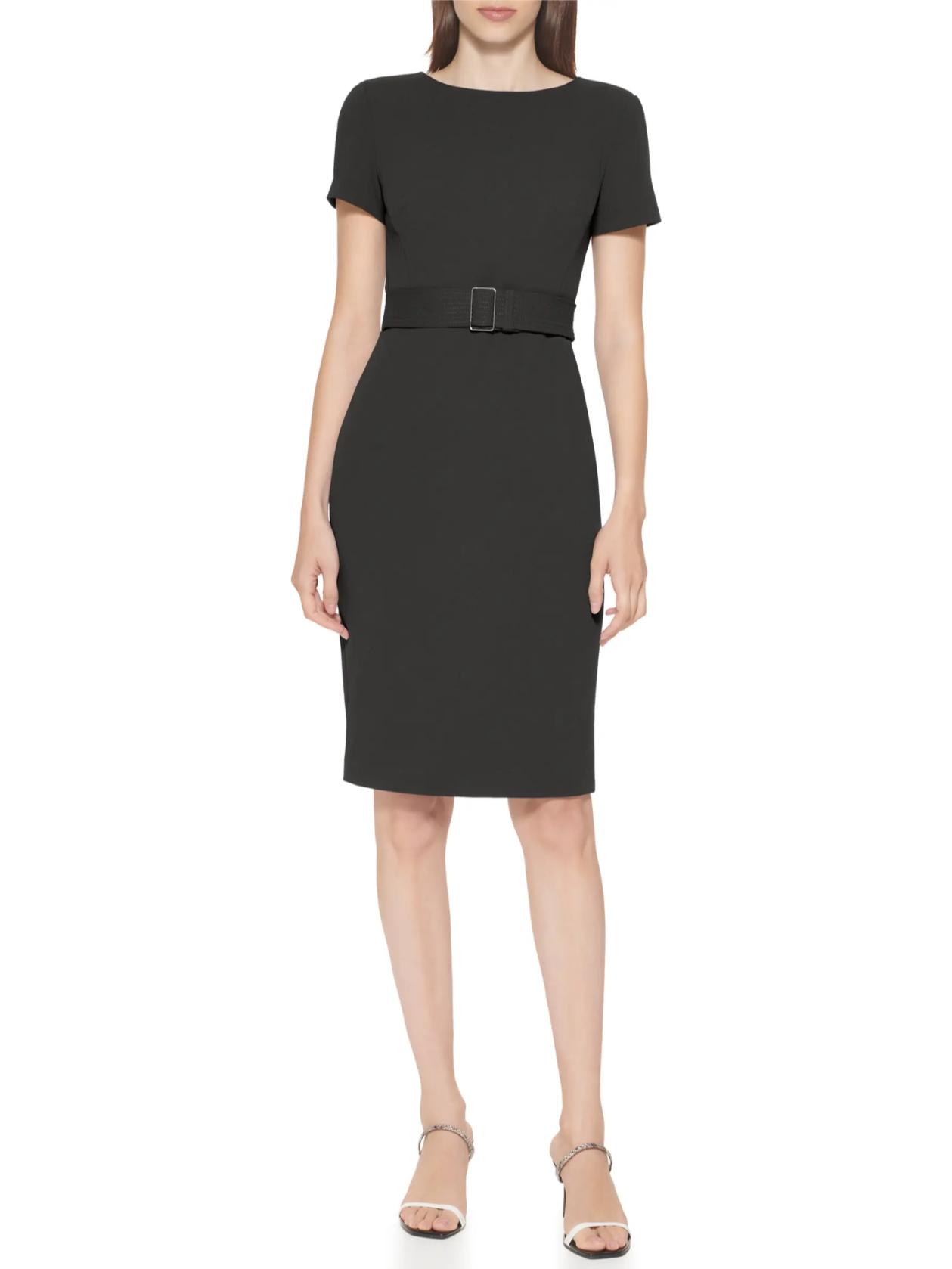 calvin klein belted sheath dress