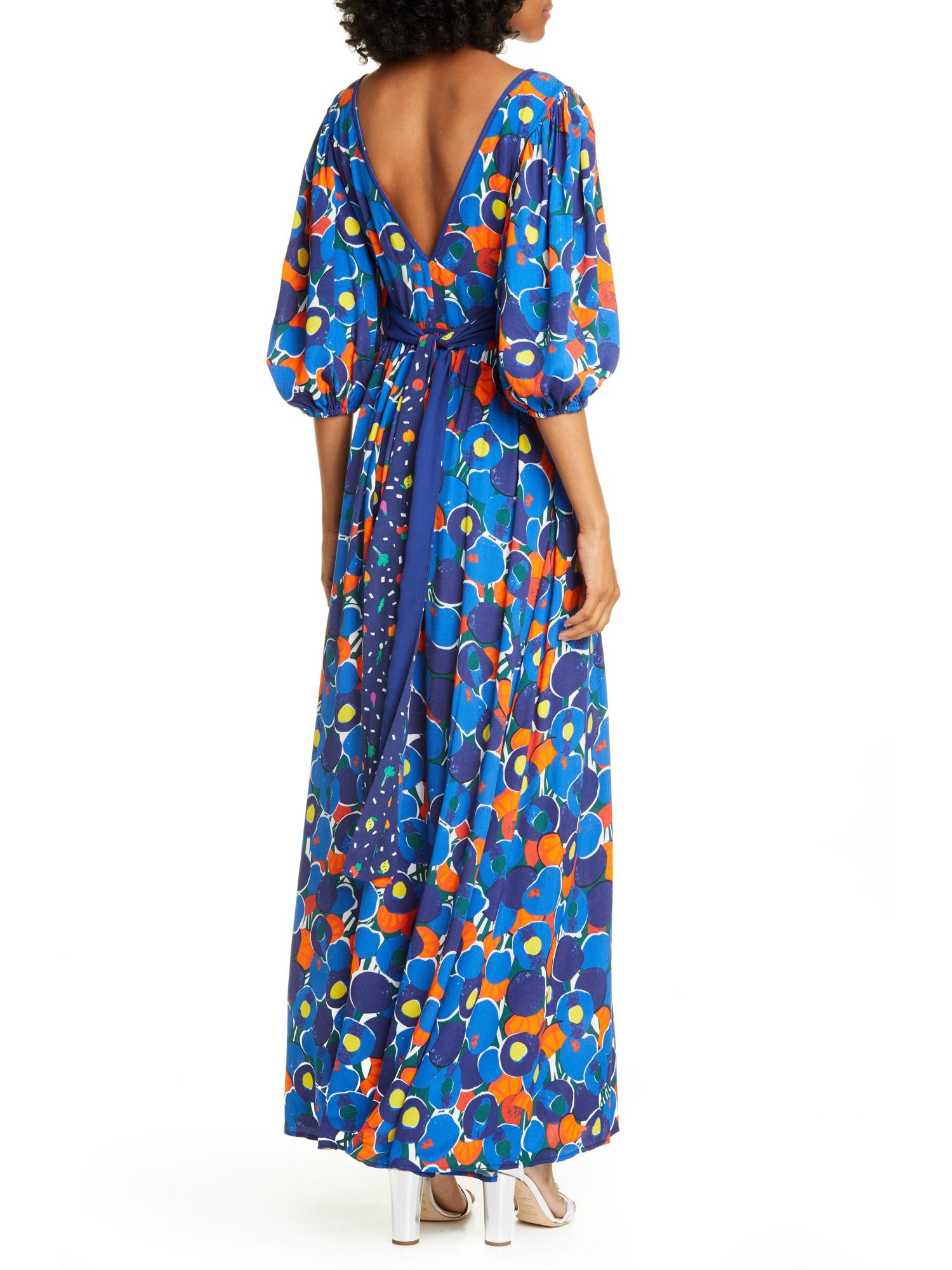 staud blue floral dress Staud Wells Blue Toile Sleeveless Midi Dress main image 1