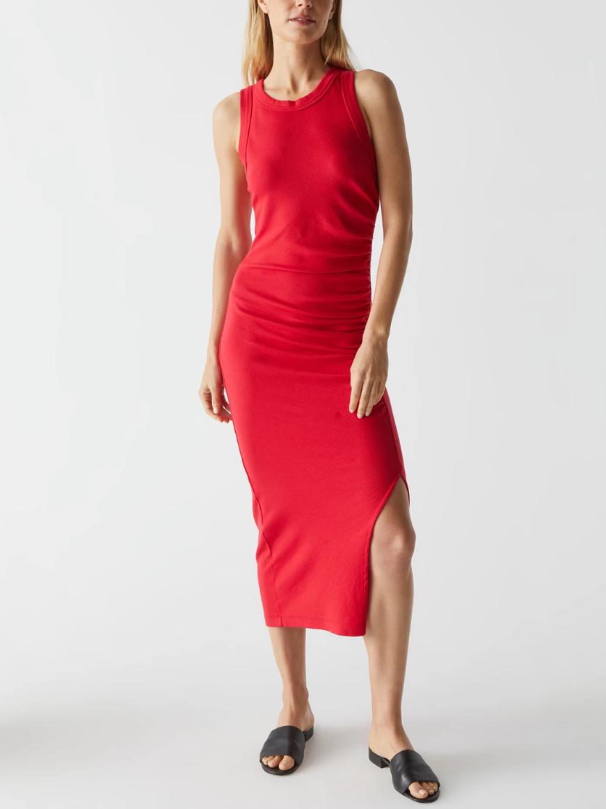 michael stars bodycon dress Michael Stars Giselle Ribbed Midi Dress- Black S / Black main image 0