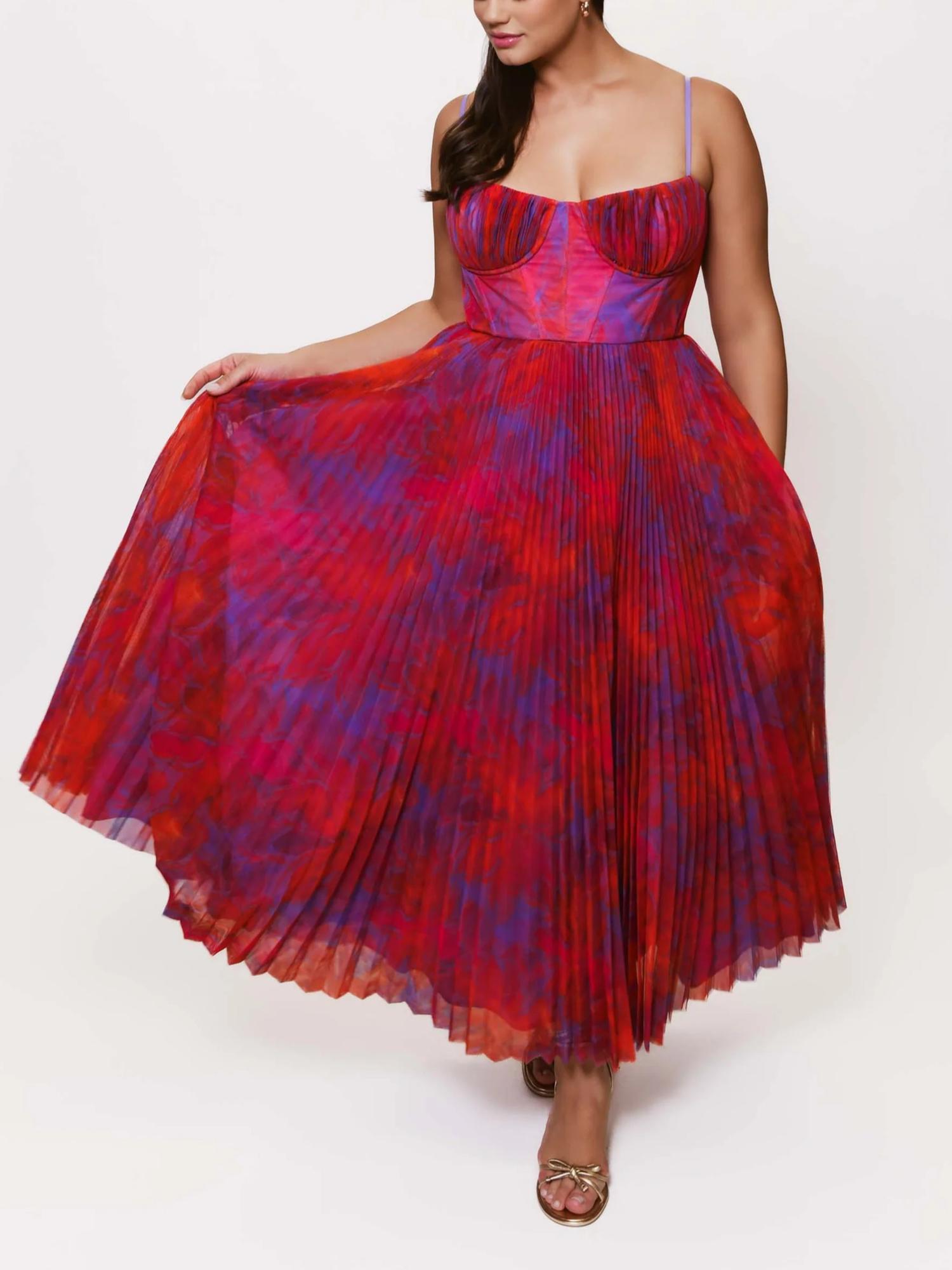 Armoire | Rent this Hutch Amara Floral Bustier Pleated Gown