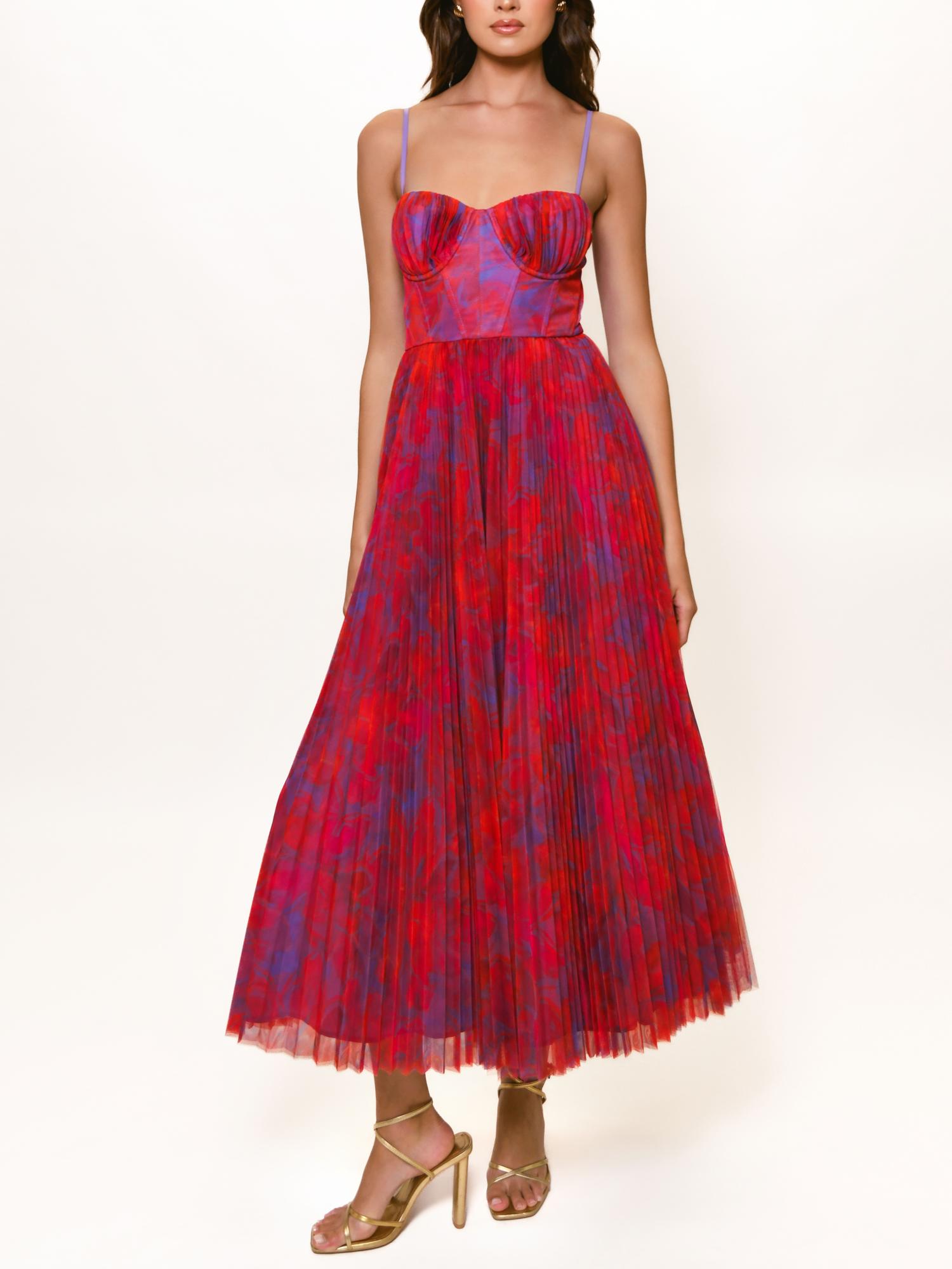 Armoire | Rent this Hutch Amara Floral Bustier Pleated Gown