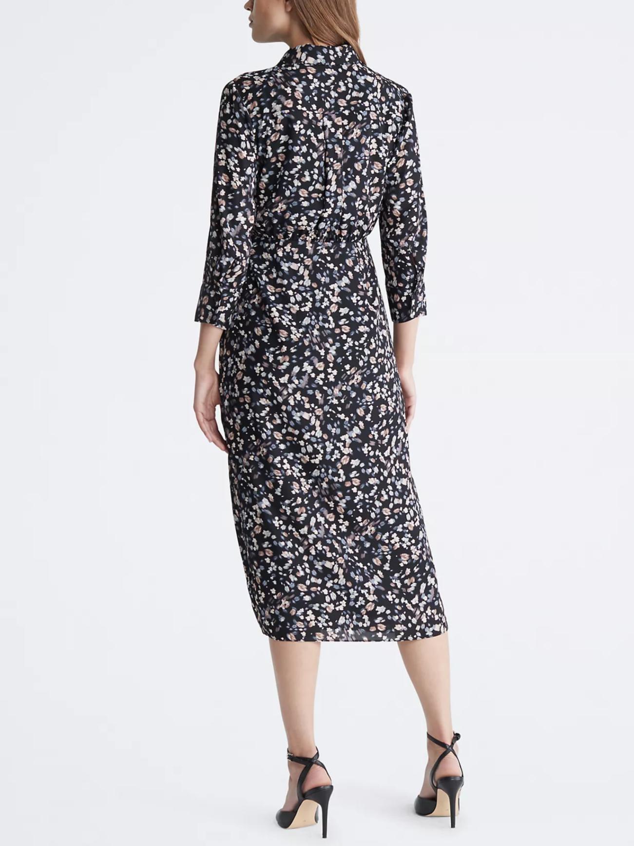 Armoire | Rent this Calvin Klein Wrap Collared Long Sleeve Midi Dress