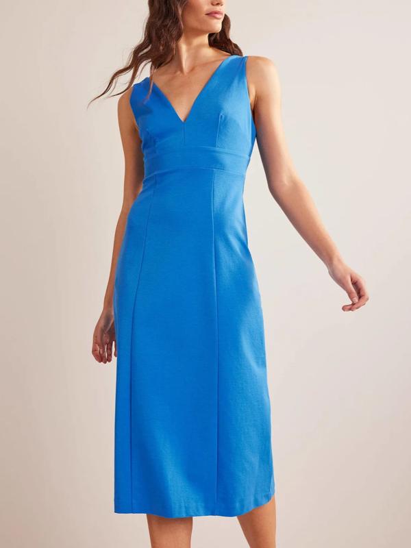 fake taxi blue dress Cobalt Blue Plunge V Bodycon Short Dress with Puff Sleeves, Blue / 0