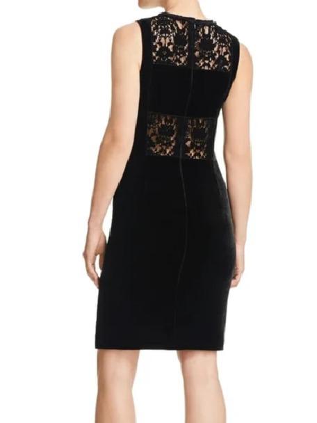 tahari black lace dress Elie Tahari Black Lace Sleeve Crepe Short Dress M Elie Tahari