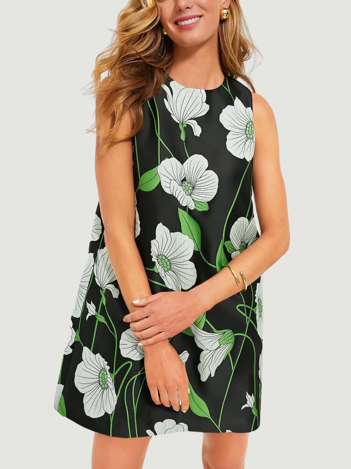 knee length dresses for ladies Ivory Floral Embroidered Shift Dress - Mini Dresses main image 0