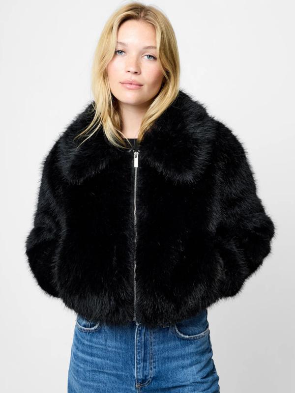 bodycon dress with fur coat End Of Beginning Faux Fur Longline Jacket M | L | Black | Womens main image 0