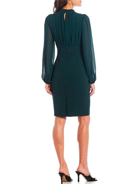 Armoire | Rent this Vince Camuto V-Neck Long Chiffon Sleeve Crepe Sheath Dress Armoire | Rent this Vince Camuto V-Neck Long Chiffon Sleeve Crepe Sheath Dress
