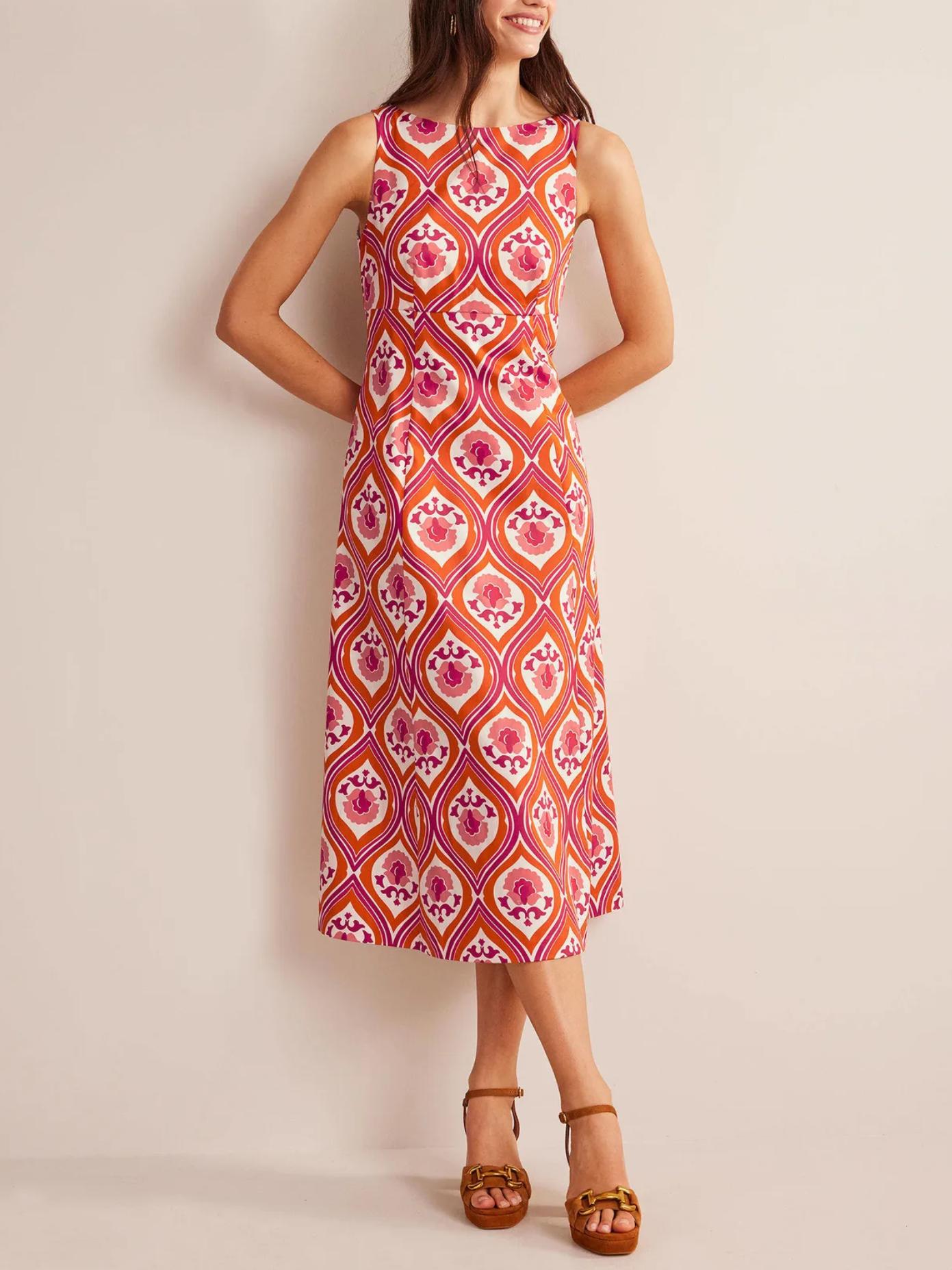 knee length dresses for ladies Mia V-neck Jersey Midi Dress-Firecracker Red